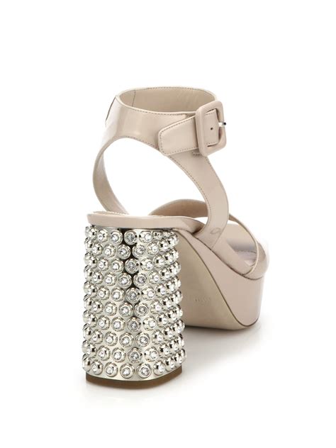 miu miu sandals with crystal heel